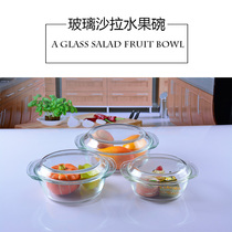 2 solid flapping with cover transparent glass bowl Blister Noodles Heat Resistant Salad Fruit Pan Pure Color Cutlery Chopstick Suit