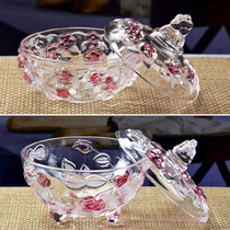 2 Home with cover Creative red Rose Plum Snack Fruit Tray Unleaded Crystal Glass Multisection Optional