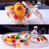 2 European-style creative home living room large capacity with cover lead-free crystal glass salad snacks dry fruit tray