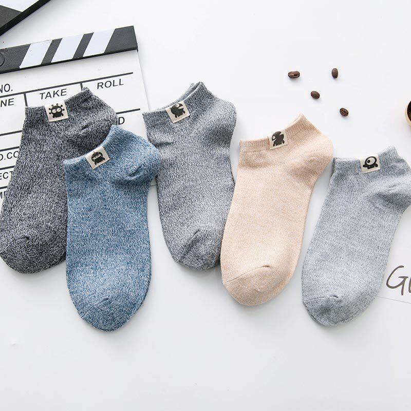 Spring Autumn New Alien Male Socks Day Ensemble Men's Cloth Mark Invisible Socks Cotton National Wind Cloth Mark Short Socks Pure Color Male Socks
