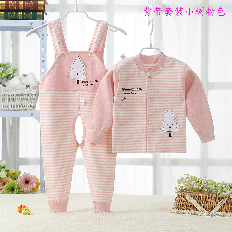 Nam giới và phụ nữ bé bib bộ bông mùa thu quần áo bé mở quần hai bộ đồ lót trẻ sơ sinh quần quần áo đồ trẻ em