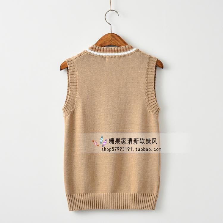 Mùa đông V-cổ sữa cà phê đại học Anh vest Nhật Bản đồng phục đan len là áo len mỏng học sinh nữ áo kiểu nữ hàn quốc cao cấp