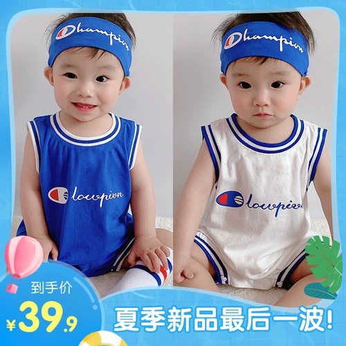 Детское боди, хлопковая летняя одежда подходит для мужчин и женщин для девочек, жилет, спортивный костюм, популярно в интернете, 0-1 лет