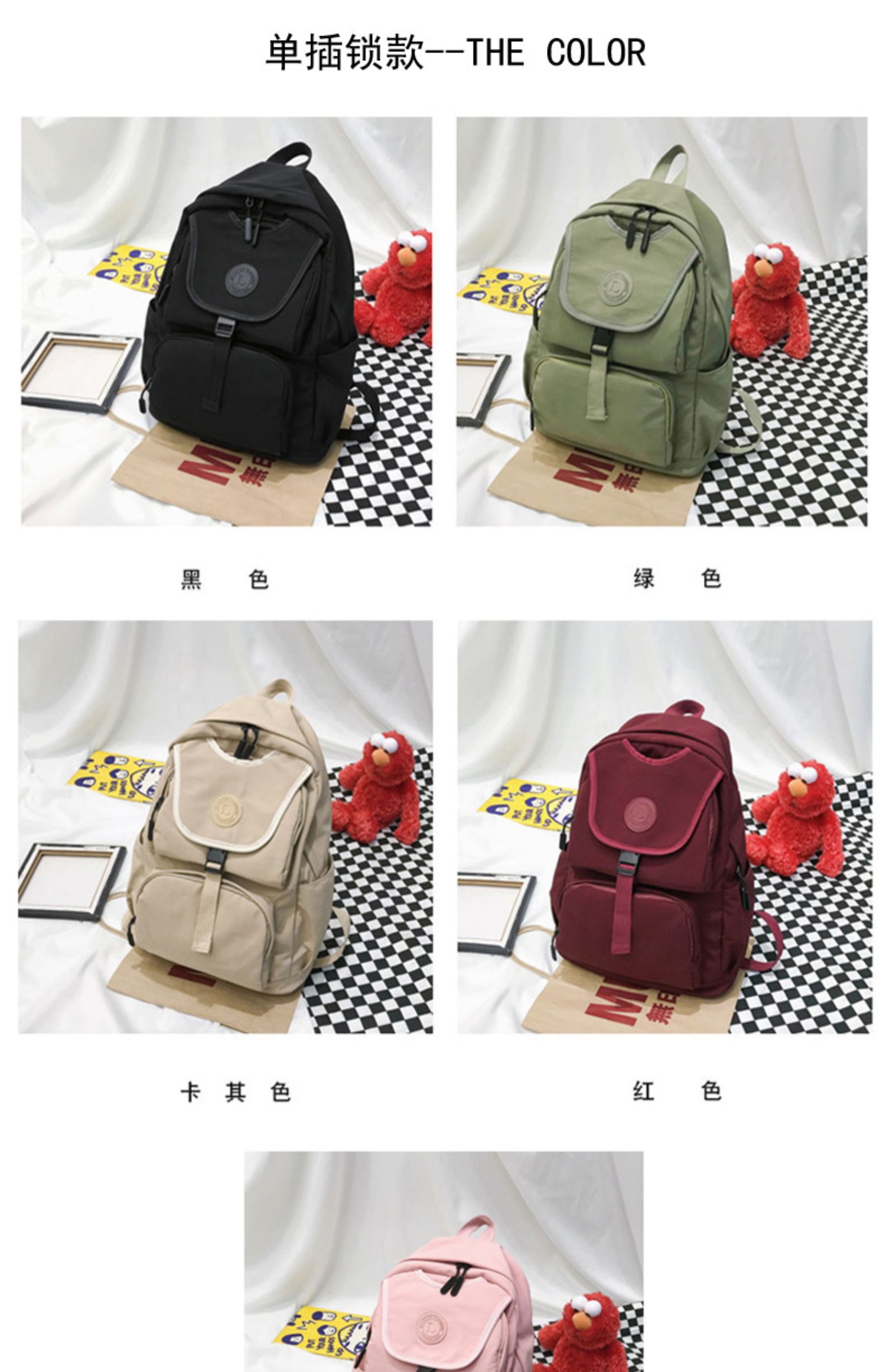 Học sinh trung học cơ sở túi nữ phiên bản Hàn Quốc của học sinh trung học ins gió Harajuku ulzzang đơn giản Sen túi đeo vai nữ ba lô - Ba lô balo nữ đẹp đi học