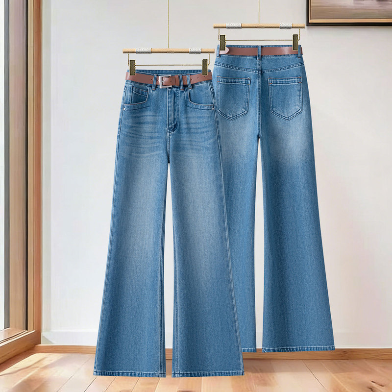 Very Stylish and Versatile Straight-Leg Flared Jeans, Wide-Leg Pants for Women, 2026 Spring and Autumn New American Retro Long Pants