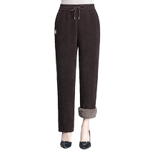 Moms velvet pants winter wear new middle-aged and elderly corduroy casual pants plus fat plus size mother-in-law warm and thickened