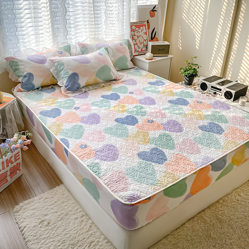 Cotton bed sheet single-piece student mattress protector Simmons thickened non-slip all-inclusive small fresh bed cover pure cotton