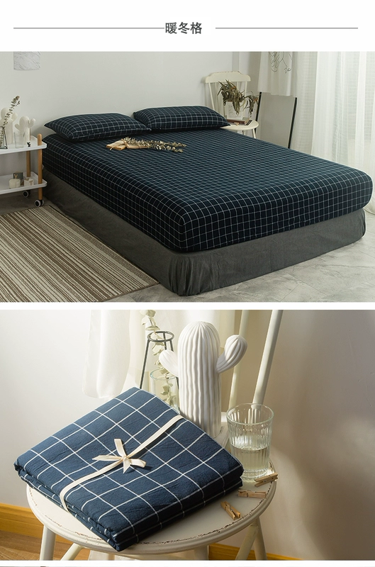 Khăn trải giường bằng vải cotton Tấm bông đơn giản 1.2 1.5m1.8 m Tấm trải giường bảo vệ Simmons