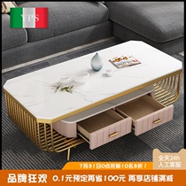 Nordic marble small apartment living room net red Tempered glass coffee table TV cabinet combination of simple modern flowers
