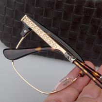 2021 New Japanese half-frame glasses mens sheet metal black gold and silver square cross Hawk color myopia women