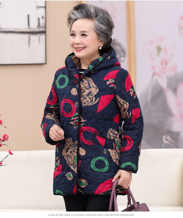 Áo khoác cotton cho phụ nữ trung niên và người già đầm nữ trung niên