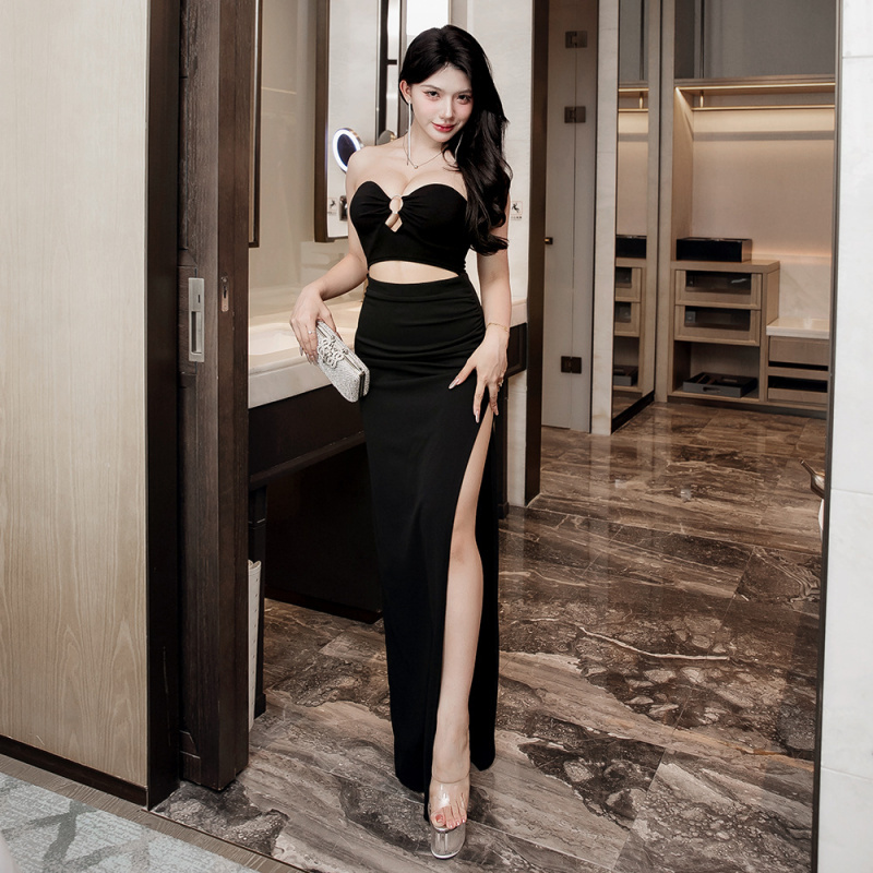 Nightclub Work Clothes Deep V Backless Dress for Women, Sauna Celebrity Technician Dress, High-End Sexy Banquet Long Dress Nightclub Work Clothes Deep V Backless Dress for Women, Sauna Celebrity Technician Dress, High-End Sexy Banquet Long Dress