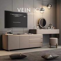 Solid wood painted dressing table bedroom TV cabinet integrated high-end multi-functional retractable light luxury dressing table rock slab