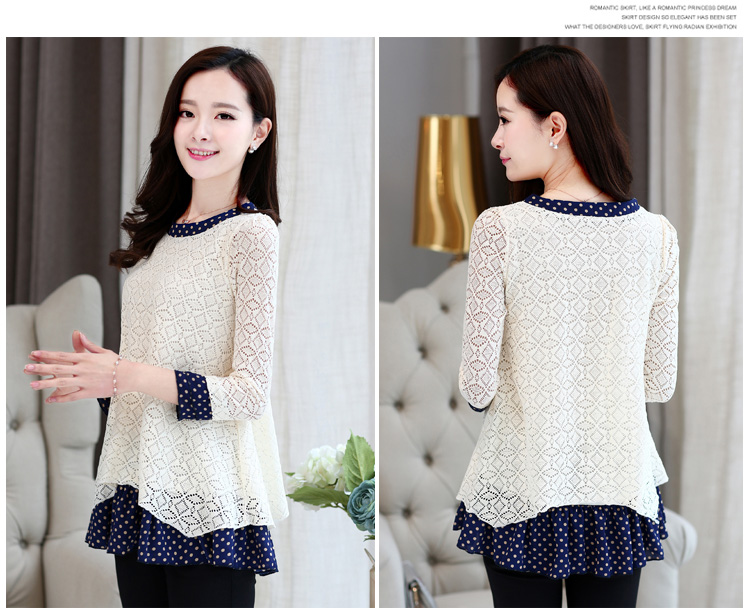 Áo voan dáng dài tay 2018 xuân hè mới áo sơ mi nhỏ size size nữ Hàn Quốc phiên bản áo dài ren mỏng áo sơ mi hàn quốc