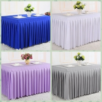 Custom Hotel Wedding Party Conference Square Table Western Dining Exhibition Strip Sign To Bench Skirt Rectangular Table Cloth Table Skirt Cover