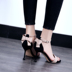 Mùa hè 2018 phiên bản mới của Hàn Quốc của sandal quai ngang nữ có dây buộc với giày cao gót dép nữ Sandal
