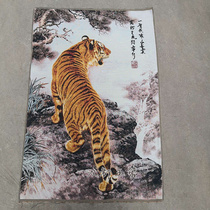 Antiques Thangka embroidery tiger portrait gold silk embroidery Shangshan tiger Xiongfeng tiger hanging painting