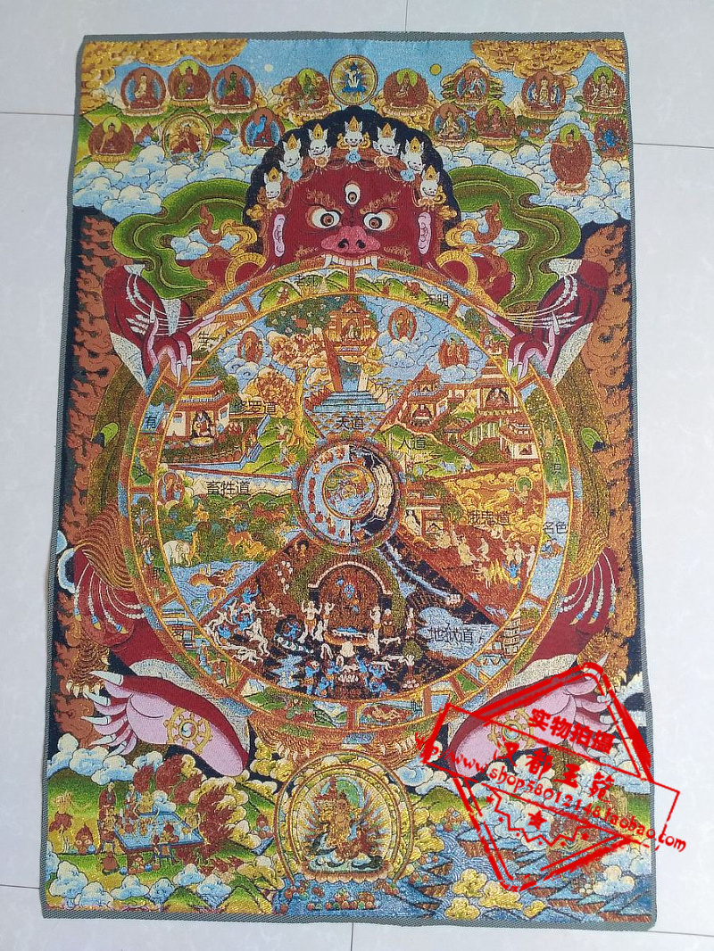 Tibetan Buddhist statues Nepal Silk embroidery Donka embroidery Donka Embroidery Brocade Embroidered Six-course Round of Thu