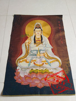 2 Tibetan Thangka embroidery brocade hanging paintings gold silk embroidered Buddha statue Ruyi Guanyin Bodhisattva statue