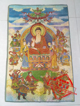 Religious Embroidery Nepal Thangka Weaving Gold Silk Embroidery Sakyamuni Twelve Medicinal Fork Buddha Statue