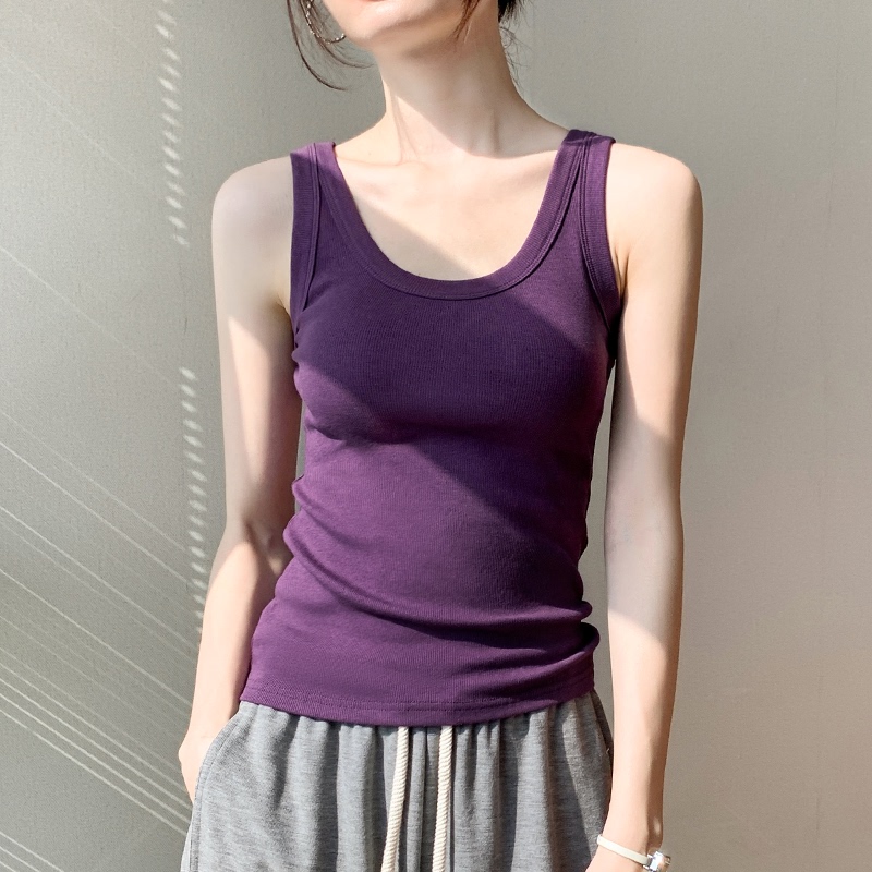 Purple Camisole for Women, 2026 Summer New Style, Sexy Low-Neck, Revealing Collarbone, Inner Layer Tank Top, Trendy