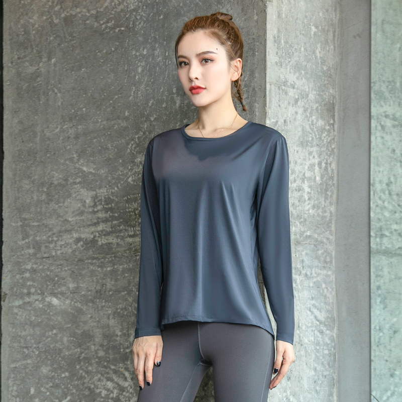 Yoga clothes autumn and winter loose and thin long-sleeved T-shirt sports top net red fashion sexy running fitness clothes women