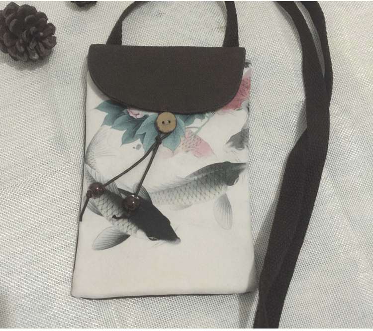Retro vải nhỏ túi nhỏ handmade nữ vải chéo vai in Trung Quốc phong cách túi sáng tạo điện thoại di động túi - Túi điện thoại túi đeo chéo nam