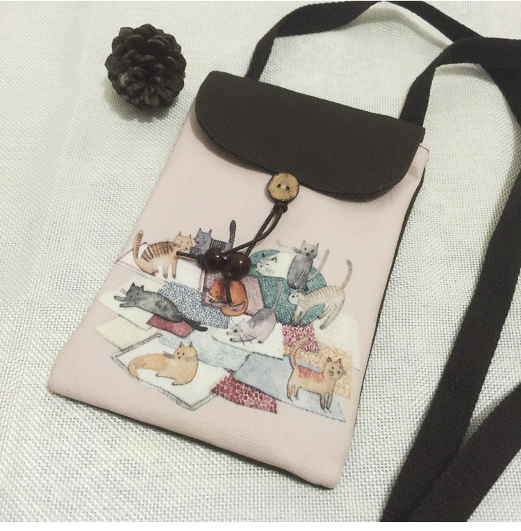Retro vải nhỏ túi nhỏ handmade nữ vải chéo vai in Trung Quốc phong cách túi sáng tạo điện thoại di động túi - Túi điện thoại túi đeo chéo nam