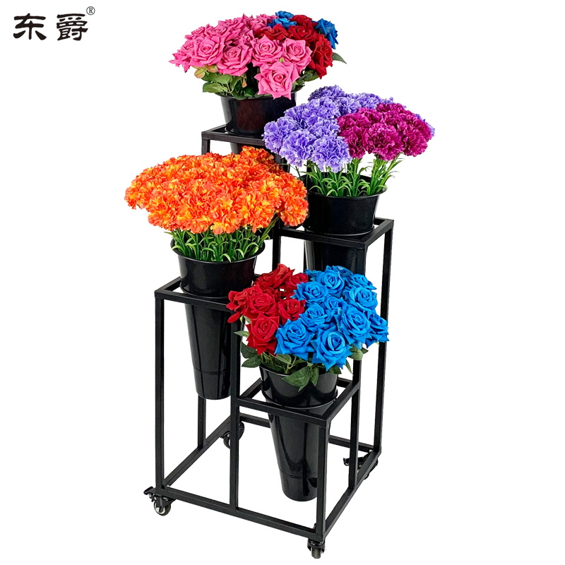 Fresh Flower Shop Flower Shelf Multilayer Show Shelf Flower Barrel Rack Orchid Flowers Shelf Flower Shelf Flower Shop Shelf With Wheels Can Move