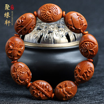 Olive core bracelet hand-carved relief dark Eight Immortals play olive beard handle piece Merlin old material bracelet for men and women