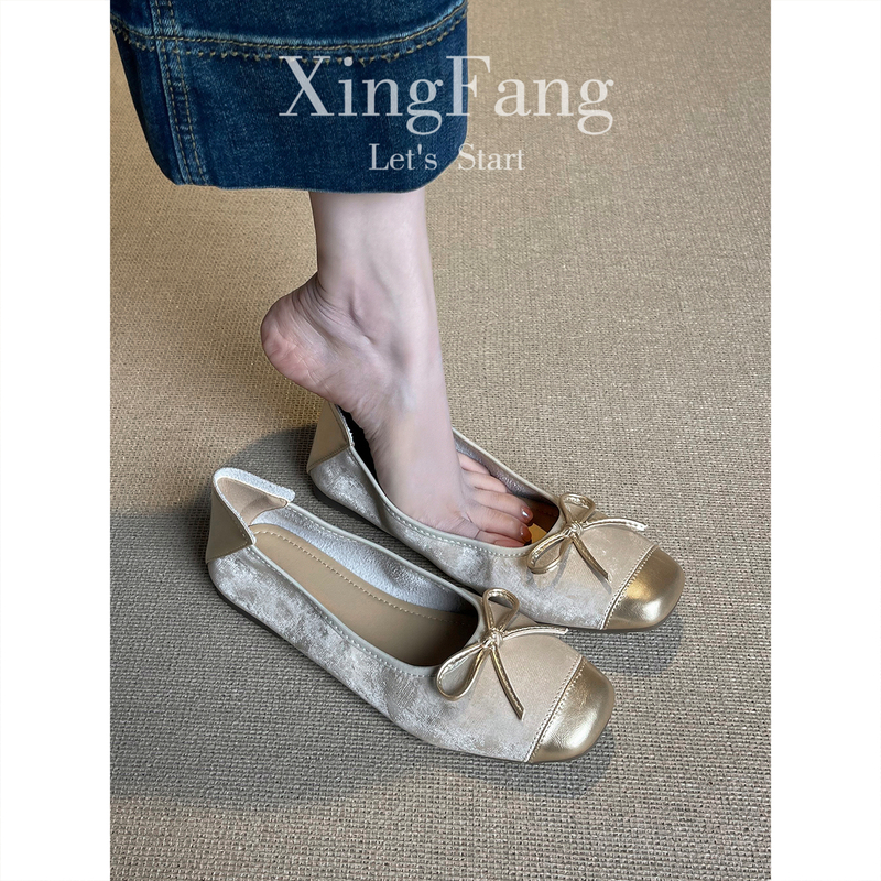 French-Style Flat Slip-On Shallow Shoes for Women 2026 New Model, Suitable for Pairing with Skirts, Ballet Shoes, Ultra-Soft Egg Roll Mary Jane Shoes