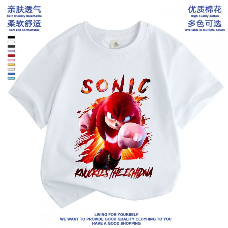 Summer Cartoon Anime Sonic the Hedgehog Versatile Short-Sleeved New Style Casual Loose Round Neck T-Shirt for Boys and Girls Summer Cartoon Anime Sonic the Hedgehog Versatile Short-Sleeved New Style Casual Loose Round Neck T-Shirt for Boys and Girls