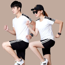 Summer sports suit womens short-sleeved shorts mens cotton casual couple wear two-piece high school entrance examination sports running class clothes