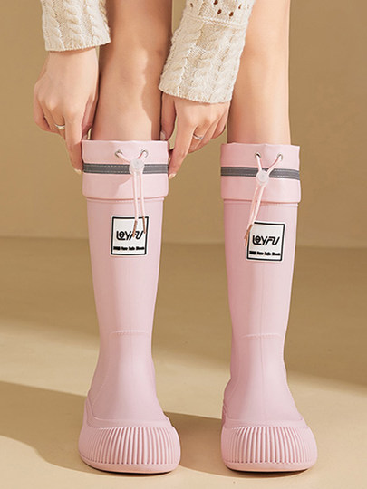 Высокие дождевые сапоги для взрослых и больших детей, модная женская верхняя одежда, нескользящая водонепроницаемая резиновая обувь, дождевые сапоги на мягкой подошве для походов на кухне