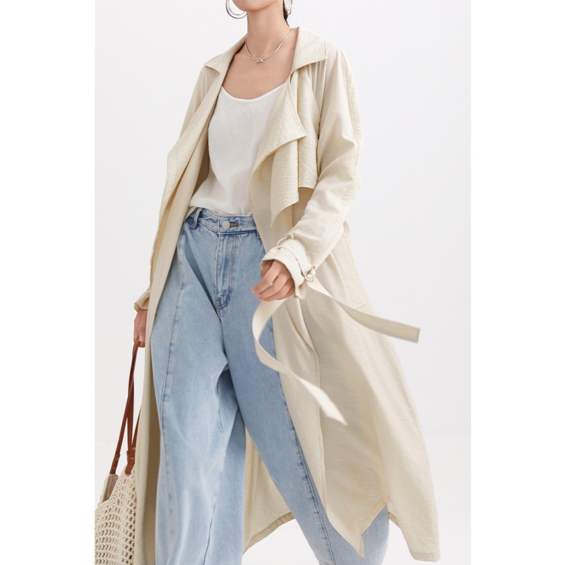 Cr Windbreaker Jacket for Women, New Style, British Style, Stylish, High-End, Apricot Color, White, Spring and Autumn, Women's Clothing, Thin, Simple