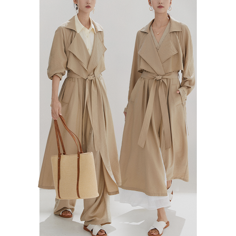 Хаки осеннее тонкое ретро trench coat, британский стиль, городской стиль