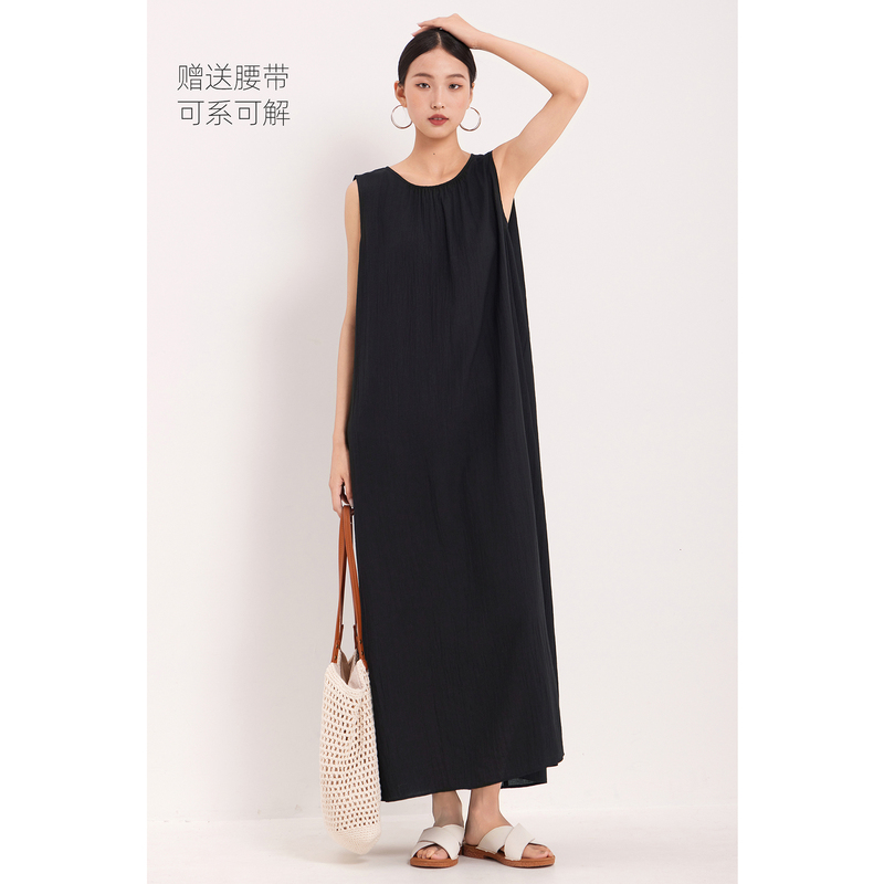 Dress 2026 Summer New Trendy Sleeveless One-Piece Dress Women's Long Straight Black Loose Style