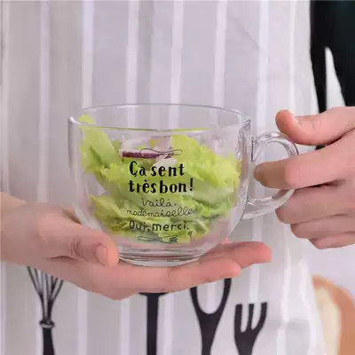 Creative Japanese yogurt cup mousse cup big mouth glass cereal cup large capacity salad bowl dessert tea cup