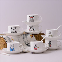 Nordic coffee cup saucer set ceramic coffee cup Japanese cartoon coffee cup afternoon tea milk with saucer Cup