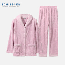 Schiesser Shu Ya Home clothing women autumn and winter New coral velvet skin thick warm long sleeve set