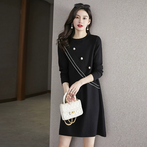 Трикотажное демисезонное длинное осеннее трикотажное платье, коллекция 2022, средней длины, подходит для подростков