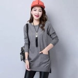 Осеннее длинное демисезонное трикотажное шерстяное платье, подходит для подростков, средней длины, коллекция 2022, в западном стиле