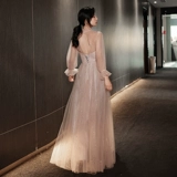 Розовое платье подружки невесты, осенний лонгслив, вечернее платье, коллекция 2021, осеннее, по фигуре