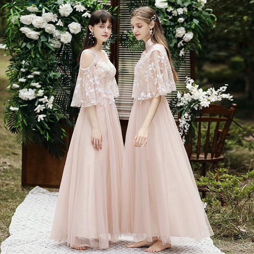 Розовое платье подружки невесты, длинное вечернее платье, юбка, коллекция 2021, осеннее, по фигуре