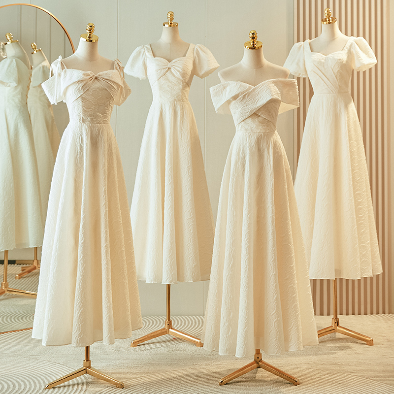 Champagne-Colored Bridesmaid Dresses for Women 2026 New Summer Niche Wedding Sister Group Everyday Wear Evening Dresses Petite Size