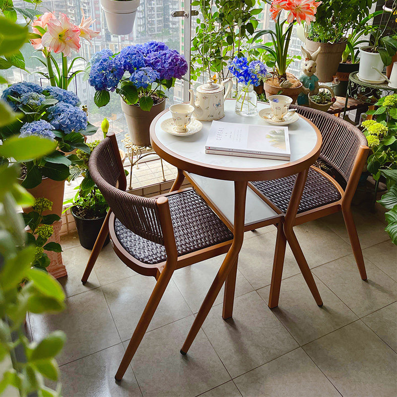 Purple leaf balcony table and chair three piece suit small family type leisure one table two chairs sun protection net red vine chair can accommodate tea table and chair