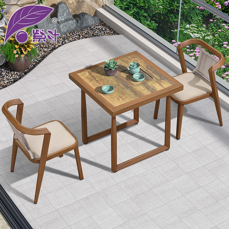 Purple Leaf Balcony Table and chairs Three sets of small minimalist modern light and luxurious casual outdoor small table and chairs combination of tea and chairs