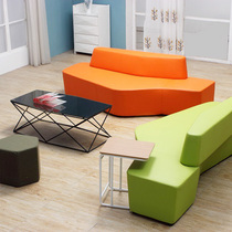 Fabric Sofa Combination Modern Fashion Genuine Leather Office Sofa Tea Table Minimalist Office Reception Guest Trio