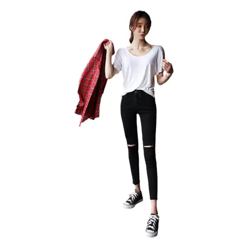 Джинсы, черные цветные летние демисезонные штаны, высокая талия, в обтяжку, по фигуре