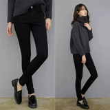 Черные джинсы, летние эластичные утепленные штаны, высокая талия, по фигуре, в обтяжку